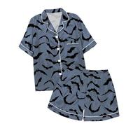 Costume halloween t pigiama maniche corte pantaloni stampati a pipistrello travestimento ragazza ragazzo deguisee carnival travestimento notte travestimento halloween con materiale leggero costume in