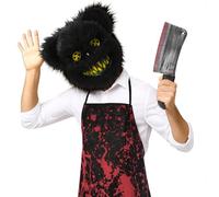 Costume Halloween Uomo Horror, Maschera Costumi da Coniglio Spaventoso e Orso, Vestito Halloween Divertente (Orso-Nero)