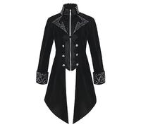 Costume Halloween Uomo Manica Lunga Giacca Coda Da Pio Uomo Vintage Con Zippata Taglio Slim Corte Medievale Steampunk Cappotto Vittoriano Rinascimento Chic Casual Gotico Carnevale giacche, Nero , L