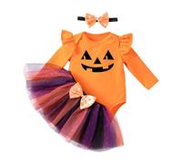 Costume Halloween Zucca Neonata Abiti Zucca Bimba Pagliacetto Con Fascia Gonna Tulle Completo Vestito Principessa Baby Girl Costume Vampiro Body Abito Carnevale Costumi Tutina Fotografico Compleanno