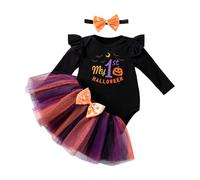 Costume Halloween Zucca Neonata Abiti Zucca Bimba Pagliacetto Con Fascia Gonna Tulle Completo Vestito Principessa Baby Girl Costume Vampiro Body Abito Carnevale Costumi Tutina Fotografico Compleanno