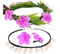 Costume hawaiano, corona floreale per capelli, orecchie da elfo, fate, costume da donna, rosa, tropicale, accessorio floreale per donne e ragazze, estate, 4 forcine per capelli Plumeria