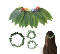 Costume Hawaiano Per Donne | Vestito Tropicale | Foglie Realistiche Traspirante Leggero per Vacanze Lauree Compleanni Festeggiamenti Pensionamento Feste