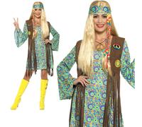 Costume Hippie Anni '60 Per Donne Adulto Abito Elegante Nuovo