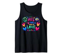 Costume hippie con scritta "Peace Sign" e "Love" anni '60 e '70, per Canotta