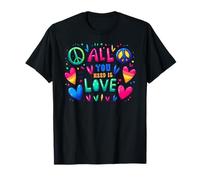 Costume hippie con scritta "Peace Sign" e "Love" anni '60 e '70, per Maglietta