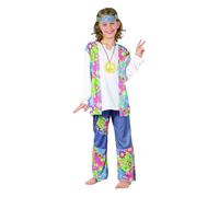DEGUISE TOI Costume hippie figlia dei fiori da bambina - Viola - M 7-9 anni (120-130 cm)