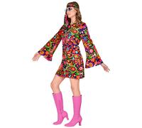 WIDMANN MILANO PARTY FASHION 29309 29309 - Costume da hippie, vestito floreale e fascia per la testa, Flower Power, 70s, festa a tema, carnevale, donna, multicolore, XS