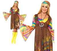 Costume Hippy Anni '60 1970 Flower Power Hippie Donne Abito Elegante Nuovo
