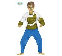 COSTUME HULK CARNEVALE BAMBINO VESTITO GUIRCA SUPEREROE VERDE MUSCOLOSO FORZUTO