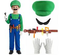Costume idraulico super operaio verde bambino cintura e accessori vestito...