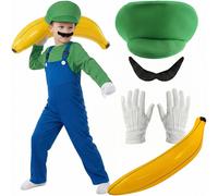 Costume idraulico super operaio verde bambino e vestito banana gonfiabile...