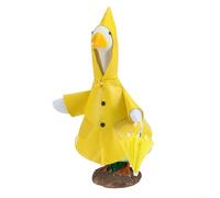 Costume impermeabile da oca da 58 cm con ombrello impermeabile in PVC vestito per statue d'oca da prato giallo brillante maniche a cappuccio fiocco a pois chiusura sicura facile da vestire divertente