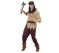 Costume indiano uomo pellerossa guerriero storico vestito marrone carnevale
