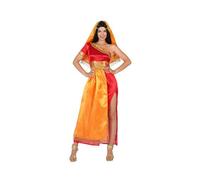 Costume indù donna indiana sexy taglia XL vestito arancione e giallo carnevale