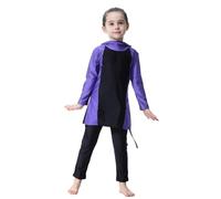 Costume intero bambina a maniche lunghe, protezione UV 50, costume da bagno Burkini con gonna, Lilla, 6-7 Anni