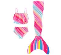Costume Intero con Maniche Lunghe 2-13 Anni Costume da Bagno Tre Pezzi piscina per Regalo di Compleanno Ragazza Sirene Bikini Bambina costume da bagno sirenetta bambina Bikini