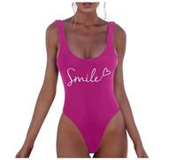 Costume Intero Donna con Schiena Nuda, Sgambato e Ritagli, Dotato di Push up Ideale per Spiaggia da bagno donna con stampa di da bagno bikini da bagno senza maniche senza schienale (Purple, S)