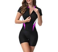 Costume Intero Donna con Schiena Nuda, Sgambato e Ritagli, Dotato di Push up Ideale per Spiaggia da bagno a vita alta con scollo a V, manica lunga, protezione -rash, per spiaggia e piscina (Purple, M)