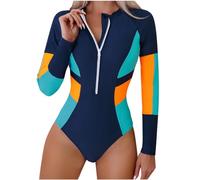 Costume Intero Donna Costume da Surf Muta da Sub Costume da Bagno Sportivo Costume da Surf Donna Manica Lunga Protezione Solare Controllo della Pancia Costumi da Bagno con Cerniera Anteriore