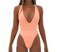 Costume Intero Donna Curvy Contenitivo Vita Alta Costumi Interi Mare 2025 Sexy Trikini Piscina Abbigliamento Push Up Beachwear Monokini Beach con Controllo della Pancia Rosa S