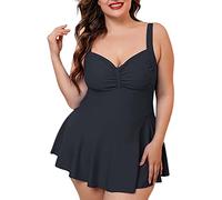 Costume Intero Donna Elegante Taglie Forti, Vestito da Bagno Solid, Bikini Controllo Addominale Bikini Push Up Reggiseno Curvy Beachwear Swimwear Swimsuit M-4XL