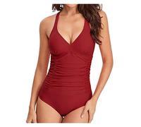 Costume Intero Donna Modellante Costume da Bagno con Scollo a V Sexy Imbottito Costumi Interi Push Up Vita Alta Monokini Curvy Beachwear Swimwear One Piece Controllo della Pancia Bohemian