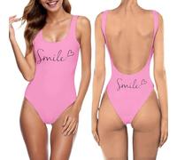 Costume Intero Donna Schiena Scoperta Stampa Lettere Sposa Squadra Una Pezzo Sexy Estivo Mare Piscina Senza Maniche Elastico Regalo Festa Spiaggia Elegante Cerimonia (M)