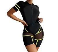 Costume Intero Modellante Costumi da Piscina Donna Muta da donna Rash Guard Mesh Splicing 50 Suit al ginocchio Costumi Assorbenti Per Ciclo Costume Nuoto (Green M)
