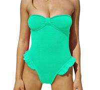Costume Intero Modellante Tezenis Costumi Donna Costume da Bagno Monokini con Scollo A V A Costine da Donna Costumi Bagno con Balza Frontale Intero Taglie (Green L)