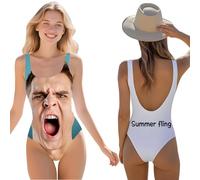 Costume Intero Personalizzato da Donna,Costume Personalizzato Donna con Il Volto del Marito Foto Logo Text,Costume Intero Donnas Mare Feste in Piscina, Regali per Coppie