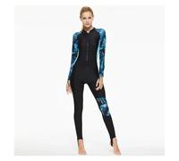 Costume intero Rashguard da donna a maniche lunghe, costume da bagno Rashguard da surf(Blue black,XL)