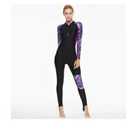 Costume intero Rashguard da donna a maniche lunghe, costume da bagno Rashguard da surf(Purple Black,XL)