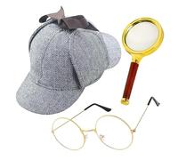 Costume investigativo - 3 pezzi, oggetti di costume Sherlock , kit di gioco di ruolo degli anni '20 classico, bicchieri da cappello in gamba | Travestimento per la festa del cosplay per le donne