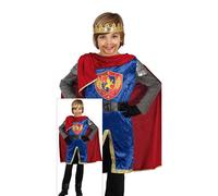 FIESTAS GUIRCA Costume da Re Medievale Bambino - Completo Infantile da Guerriero Rosso e Blu con Mantello per Bambini di 10-12 Anni