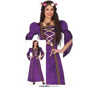 FIESTAS GUIRCA Costume da donna da cameriera viola - Abito da cameriera medievale - Costumi da principessa regina per donne Taglia S