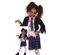 COSTUME LICEALE ZOMBIE PER BAMBINE VESTITO TRAVESTIMENTO HALLOWEEN COSPLAY -7704