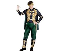 Costume Loki da uomo, tuta per adulti con licenza ufficiale MARVEL, mantello e fascia con corna, per Halloween