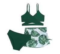 Costume Mare Bambina, Costume da Bagno Bimbi Due Pezzi Tankini con Gonna Floreale per Ragazze Adolescenti Estate Spiaggia Piscina