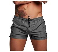 Costume Mare Uomo Costume da Bagno Uomo Pantaloncini Corti Boxe Uomo Costume Piscina Nuoto Spiaggia Surf Costume Pantaloncino Costumi Bagno Uomo con Tasche Zip Taglie Forti Asciugatura Rapida Grigio M