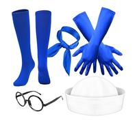 Costume Marinaio - Nautici Halloween Costume Marinaio | Set Guanti Cappello Sciarpa Calze Montatura Occhiali Per Party Nautici Compleanno Addio Al Celibato Natale | Per Festa Yacht Bachelor Compleanno