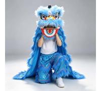 Costume Mascotte Della Danza Del Leone Con e Pantaloni Per Altezze 100-180 Cm, Gli Occhi Possono Battere Ciglio