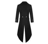 Costume Medieval da uomo con scollo a V - Giacca a coda di torta a maniche lunghe con bottoni casual tinta unita Vintage Steampunk Cappotto Chic Taglio Slim Vittoriano Corte Cosplay Giacche per