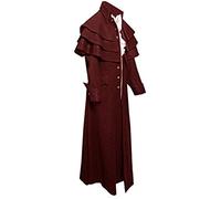 Costume Medieval da uomo grande - Giacca Steampunk Volant Vintage Tinta unita Gotico Cappotto Casual Trend Rinascimento Vittoriano per Halloween Carnevale Long Giacche Festa 2025