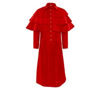 Costume Medieval Uomo Volant, Cappotto Vintage Uomo Manica Lunga Taglio Ample Casual Gotico Steampunk Giacche Chic Tinta unita Rinascimento Halloween Carnevale Cosplay Scena Abbigliamento, rosso, L