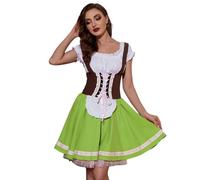 Costume medievale da cavaliere, abito da donna tedesco con allacciatura appesa in vita, abito da birra, Oktoberfest, con piccolo grembiule, costume da cosplay Nene (verde, L)