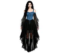 Costume Medievale da Donna, Abito Gotico con Maniche a Tromba per Halloween | Vestito Medievale Donna Gotico Abiti Medievali Donna per Halloween Carnevale