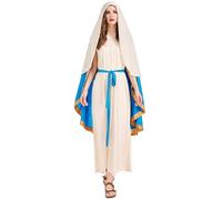 Costume medievale da donna Mary Robe con cappuccio Biblico lunghezza pavimento
