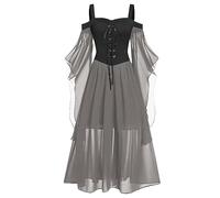 Costume medievale da donna rinascimentale vintage elegante tunica abito a trapezio plus size gotico vittoriano irlandese abiti manica a farfalla spalla fredda Bellatrix abito vittoriano corsetto