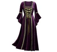 Costume medievale da donna, stile rinascimentale, vintage, a tunica, gotico, in velluto, stile irlandese, taglie forti, a vita alta, maxi abito da principessa, abito da principessa, costume